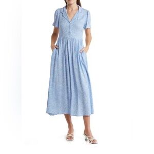 Lush Ditsy Floral Print Collared Dress